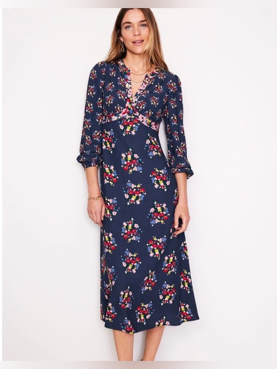 Boden Dresses & Skirts - Boden Imelda Border Print Midi Dress French Navy, Poppy Bouquet R12 Floral